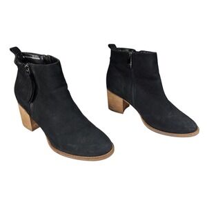 Blondo Ankle Boots sz 8M Women Waterproof Black Suede Leather Block Heel Booties